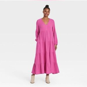 Universal Thread Long Sleeve Gauze Maxi Dress Size XS